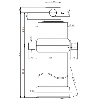 Teleskopski cilinder 4 stopnje 25 ton 2190 mm z luknjo 4084F